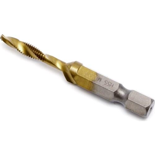 1PC Hex Shank M3-M10 Titanium Plated HSS Hand Screw Thread Metric Tap Drill Bits