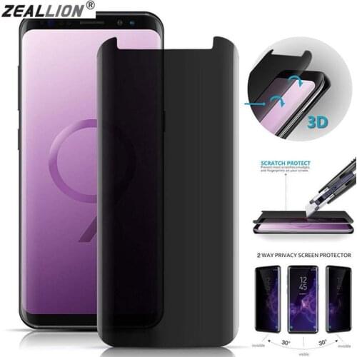 Zeallion 1Pcs for Samsung Galaxy S10 S8 S9 Plus 3D Curved Privacy Full Cover Tempered Glass Anti Peeping Screen Protector Film
