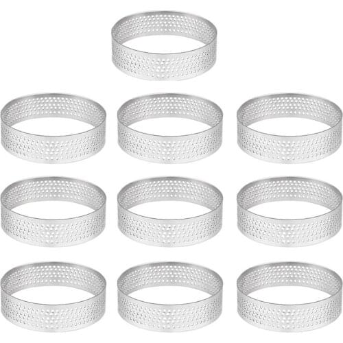 10Pcs 4.5cm Round Stainless Perforated Seamless Tart Ring Quiche Ring Tart Pan Pie Tart Ring with Hole Tart Shell Ring