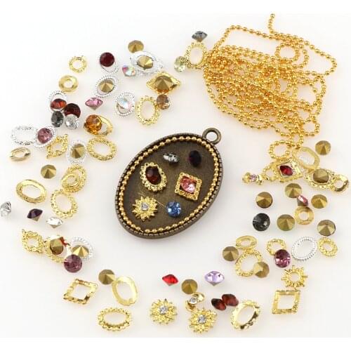 100PC Mix Rhineston Hollow Metal And Chain Sew On Rhinestone With Base Setting Claw Apply To DIY Clothing Decoration