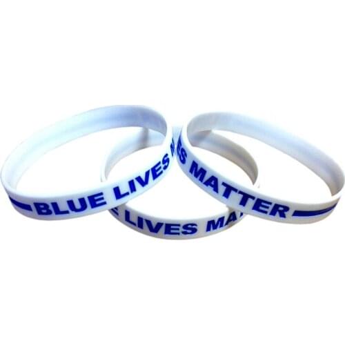 100pcs USA American white blue lives matter thin line wristbands Police live matter white wristband bracelet bangle wrist bands