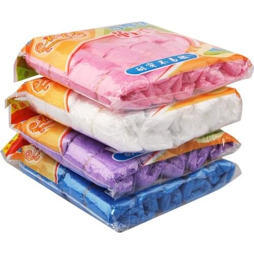 100Pcs/pack Disposable Shoe Cover Thickened Dustproof Indoor Household Plastic Waterproof Rainproof Hiking Skid-Proof Shoe Cover