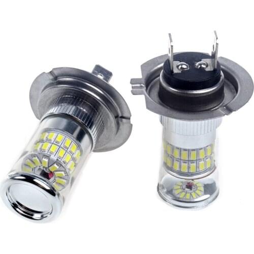 2Pcs 48W H7 3014 SMD LED 12V to 24V Driving Fog DRL Light Bulb lamp for Car white 6000K With Unique Convex Mirror Lens