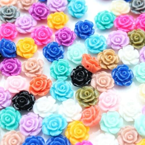 200pcs drilled 13mm mix color Resin flower Cabochon w/ holes,drill flower, mixed lot flowe rose cabochons