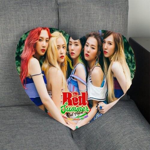 2020 New Kpop Pillow Case Red Velvet Heart Shape Satin Fabric Pillow Cover For Home Bedroom Wedding Decorate Pillow Cases