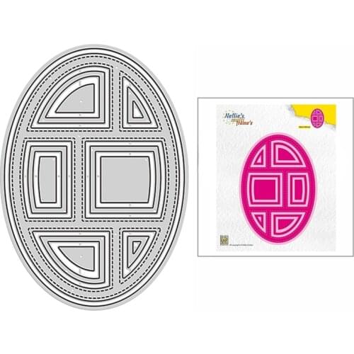 2021 New Stitched Oval Geometry Metal Cutting Dies for DIY Scrapbooking Decor and Card Making Paper Craft Embossing No Stamps