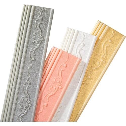 3D Foam Wall Stickers Waterproof Baseboard Wallpaper Border Wall Sticker Self Adhesive Waistline Floor Corner Line Sticker