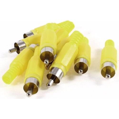50pcs Solder RCA Male plug Audio Video Connector Yellow and White