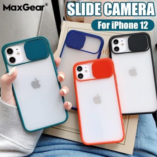 Sliding Camera Lens Protection Case For iPhone 12 mini 11 Pro XR XS Max SE 2020 6S 7 8 Plus X Matte Transparent Soft Back Cover