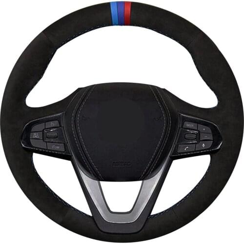 Car Steering Wheel Cover DIY Hand-stitched Non-slip Black Suede For BMW G20 G21 G30 G31 G32 X3 G01 X4 G02 X5 G05 X7 G07 Z4 G29