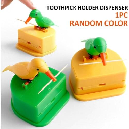 Toothpick Holder Dispenser Cute Bird Intelligent Automatic Toothpicks Box Dispenser Gag Gift Cleaning Teeth Table Decoration