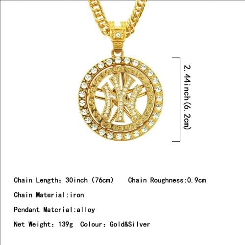 European And American Mens Long Hiphop Turntable Hip Hop Pendant Personalized Round Symbol Logo Gold Diamond Necklace