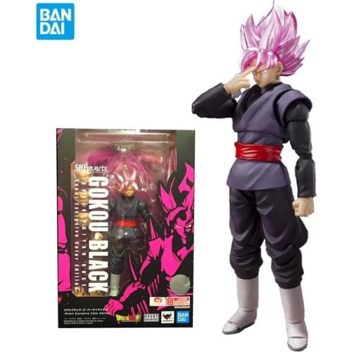 Bandai Original Shf Dragon Ball Z Figure Black Goku Pink Zamas Action Anime Figure Pvc Model Collectible Toys for Boys Gift