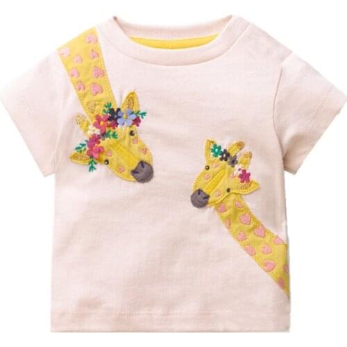 T-Shirt Baby embroidery Giraffe Clothes Tees Summer Cartoon Short Sleeve Toddler Infant Kids Girls boys Animals Outfits Clothing