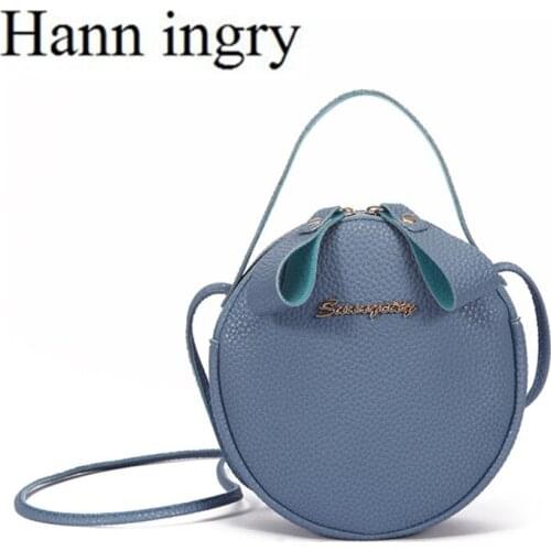 HANN INGRY Fashion Lady Chain High Quality Litchi Delicate Small Round Wallet Single Shoulder Light Hand-held Cross Bag H333D