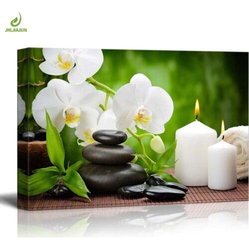 JHLJIAJUN Canvas Painting Natural Plants Orchid Candle Spring Bamboo HD Posters 3D Wall Art Picture Home Decor Wall Art No Frame