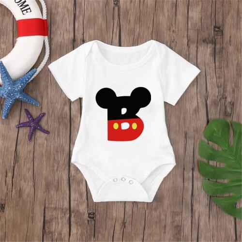 Disney Mickey ABC Funny Baby Rompers Printed Summer Newborn Clothes Baby Girls Boys Jumpsuit Bodysuits Toddler Infant Onesie