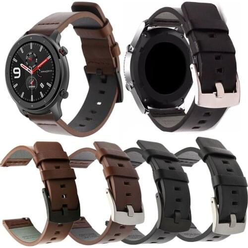 Leather Strap For Xiaomi Amazfit Bip/Stratos 2/Pace/GTS GTR 42MM 47MM Band For Huawei Watch GT 2 Bands For Galaxy active 2 40 42
