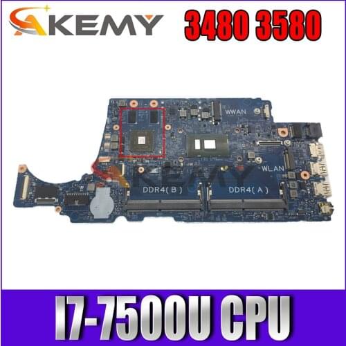 For DELL Latitude 3480 3580 Laptop Motherboard I7-7500U CPU D5FVH 16852-1 CN-07YVGW 07YVGW 7YVGW Tested 100% work