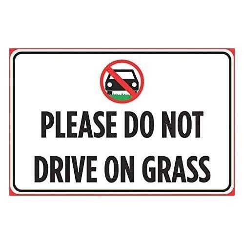 Metal Tin Sign Please Do Not Drive On Grass Print Horizontal Poster Business Rules Outdoor Notice Sign Vintage Retro Aluminum