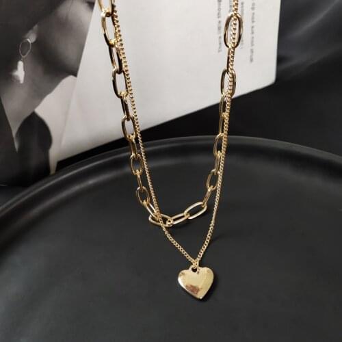 Fashion Necklace Personality Two-piece Choker Temperament Contracted Love Pendant Small Hoodie Chain Women Jewelry Gift
