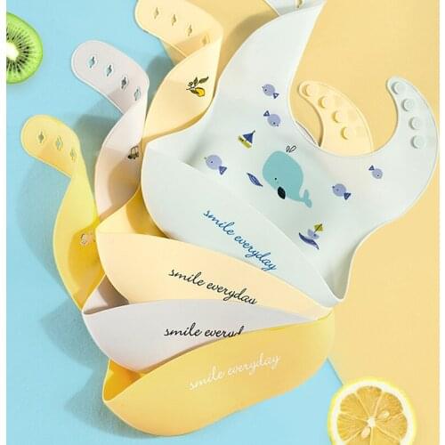 Fashionable silicone Baby Bib Waterproof Infant Bibs Newborn Feeding Cloth Toddler Boys Girls Adjustable Different Style of Bibs