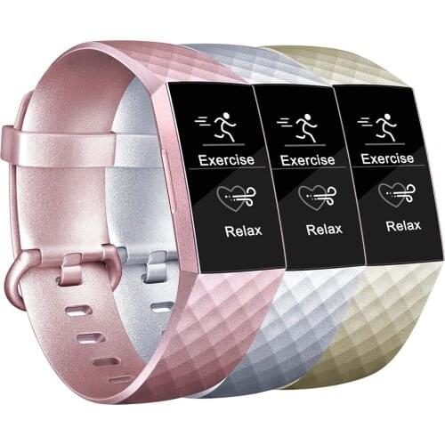 Soft Silicone Replacement Band For Fitbit Charge 3 Rose Gold Wristband Strap with Metal Buckle For Fitbit Charge 3