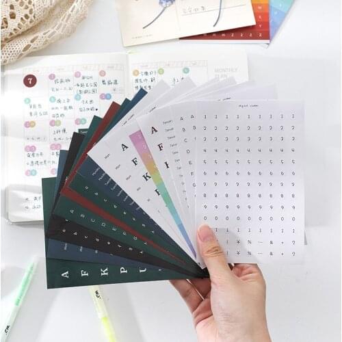 20Sheets/pack Basic Numbers digital Letter Month Weekly plan index Stickers DIY planner scrapbooking album Phone lable stickers