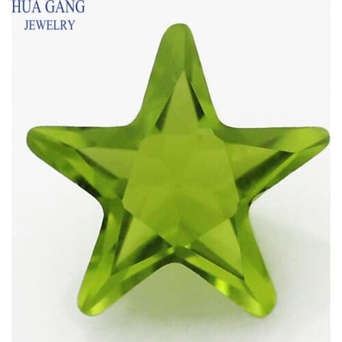 Peridot Star Shape Princess Cut Loose Glass Beads Synthetic Gems For Jewelry Size 3x3~10x10mm Free Shipping