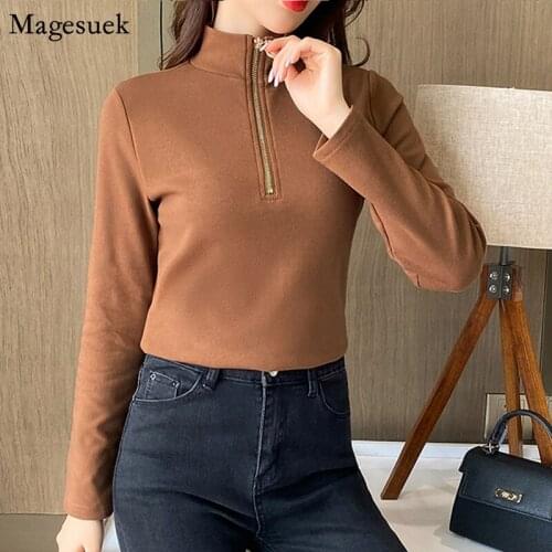 New Spring Autumn Cotton Women Blouse Shirts Long Sleeve Solid Office Shirt Tops Female Zipper Plus Size Casual Blouses 12985