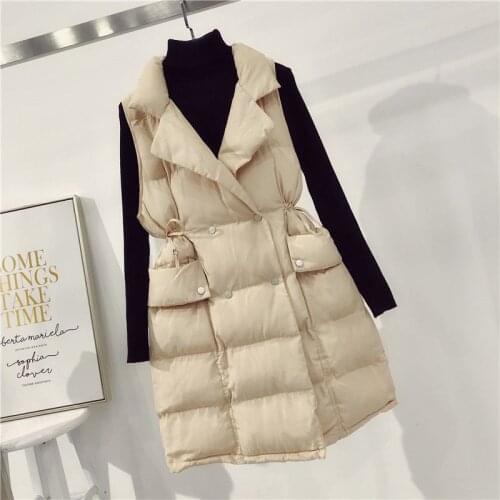 Autumn Winter Women Solid Loose Vest Drawstring Stand Collar Sleeveless Vest Jacket Padded Womens Windproof Warm Waistcoat X406