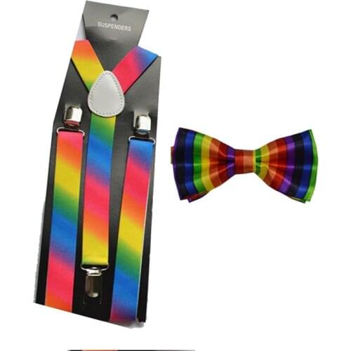 1-8 Year Hot Boys Girls Kids Toddlers Braces Rainbow Stripes Color Y-Back Clip-on Adjustable Elastic Kid Suspenders YHH0021