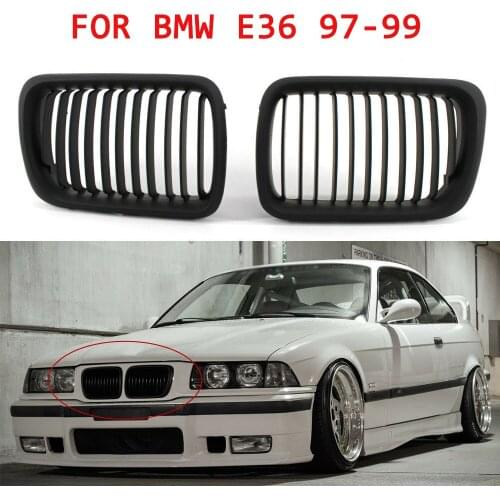 Pair Gloss Black Front Kidney Grilles Grill For BMW E36 1997-1999 3-Series