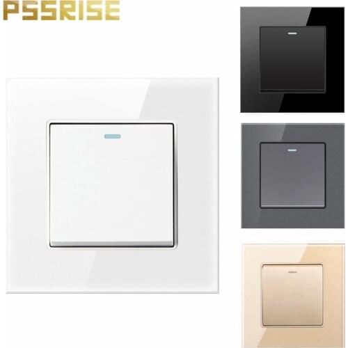 G11 PSSRISE 1 Gang 2 Way Wand Schalter Push-taste Schalter Licht Schalter Luxus Kristall Gehärtetem Glas Panel Fluoreszierende 1
