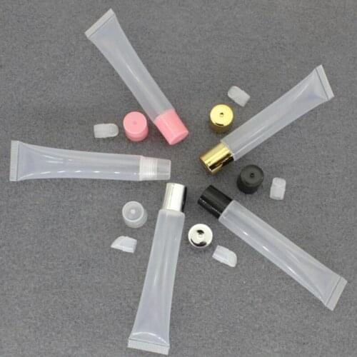 50pcs 10ml 15ml 20ml Empty Lipstick Tube,Lip Balm Soft Hose,Makeup Squeeze Sub-bottling,Clear Plastic Lip Gloss Container F606