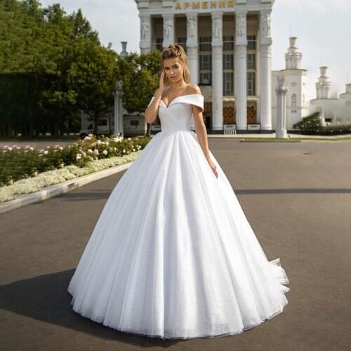 Romantic Sexy Backless Sweetheart Neck Princess Wedding Dress Off the Shoulder Luxury Satin Simple Vintage Bride Gowns