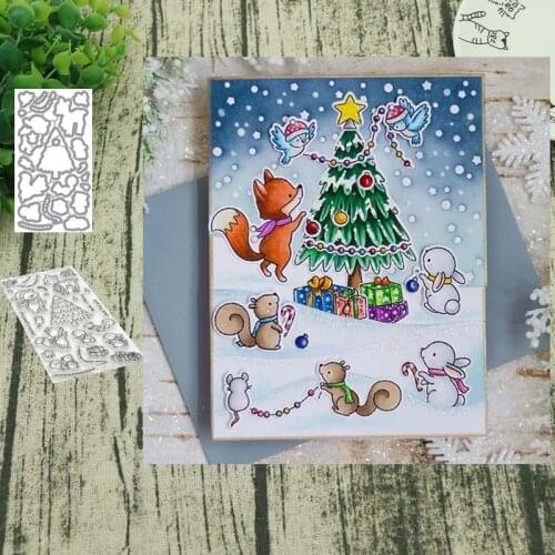 Christmas tree Metal cutting dies and Clear Stamps Transparent Silicone Seal for DIY scrapbooking photo album Decorative