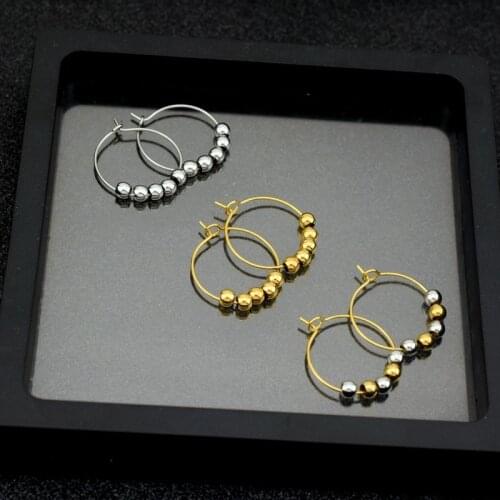 New Stainless Steel Beads Pearl Star Heart Thin Hoop Earrings Gold silver color Cute Female Piercing KPOP Jewelry Party 2021