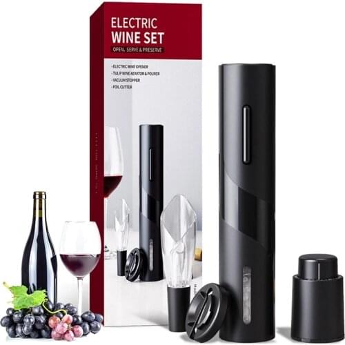 4 in1 Set Electric Wine Opener Creative Rechargeable Automatic Corkscrew Wine Bottle Opener with USB Charging Cable Kitchen Tool