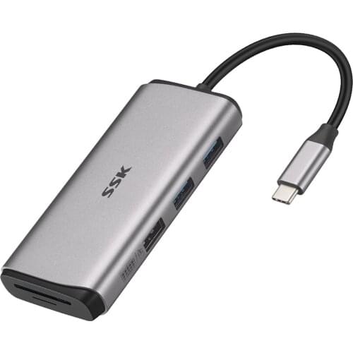 SSK 7 in 1 Hub, Adapter USB C Dongle with 4K USB C to HDMI and PD Fast Charging Port for iPad Pro/Mac/Pro and More Type c Device