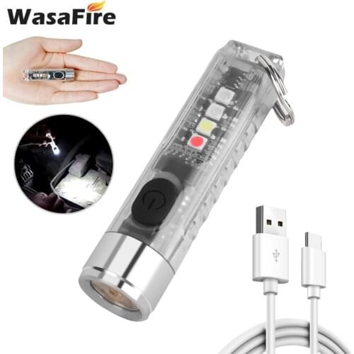 WasaFire SS-T20+4 Led Multi-purpose EDC Light Type-C USB Portable Ultraviolet Keychain Torch Mini Pocket Flashlight