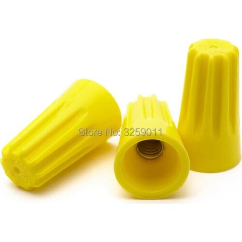 100PCS Yellow Wire Twist Nut Electrical Connector Terminals Cap Spring Insert 22-10 AWG P4 Closed Terminal Lugs Press Line Cap