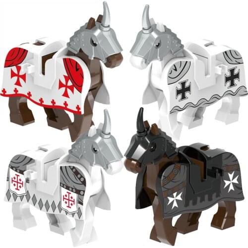 Animals Horse White & Black & Brown Hobbited Mount Saddle Wolf Model Building Blocks LOTR Bricks Medieval Toys For Children