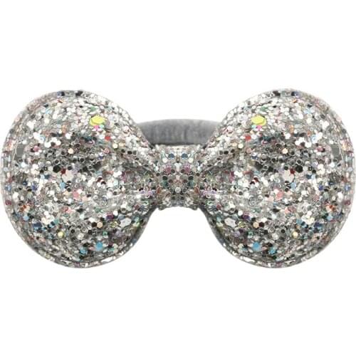 1PC New Design Sequin Mini Bows Hair Bands Childrens Glitter Bling Bow With Nylon Headband Girls Ponytail Holder