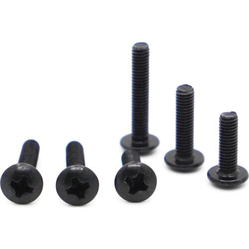 10/20/50pcs M2 M2.5 M3 M4 M5 M6 Black TM Screw Plated Carbon Steel Phillips Truss Head TM Screws Corss Round Mushroom Bolt
