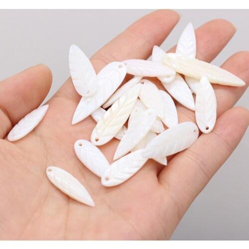 10Pcs Natural Freshwater White Shell Pendant Leaf-Shaped Loose Beads For Jewelry Making DIY Necklace Earrings Accessory