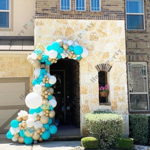 134pcs/set Matt Tiffany Blue Balloon Metallic Chrome Gold Latex Balloons Garland Arch Kit For Birthday Wedding Party Decroation