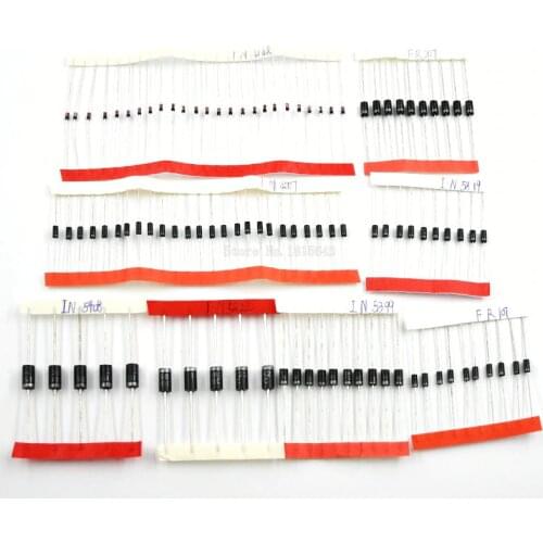 1N4148 1N4007 1N5819 1N5399 1N5408 1N5822 FR107 FR207 8values=100pcs,Electronic Components Package,Diode Assorted Kit