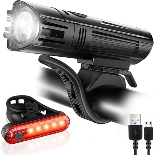 2Pcs bicycle light set USB rechargeable bicycle light front headlight and rear taillight 4 modes bicycle accessories #W