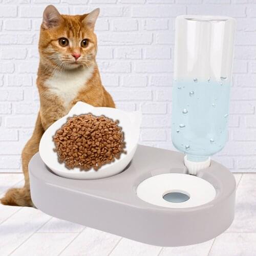 2-in-1 Non-slip Automatic Water Dispenser Food Container with Waterer Pet Waterer Feeder Cat Bowl Dog Bowl Pet Dog Cat Food Bowl